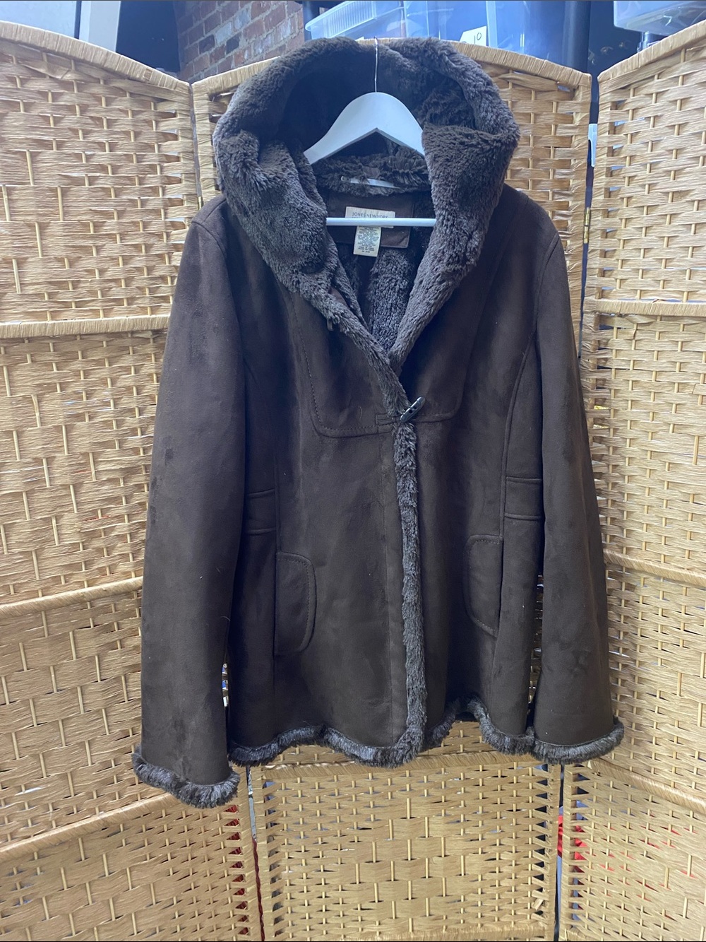 Jones New York Brown Faux-Shearling Hooded Jacket